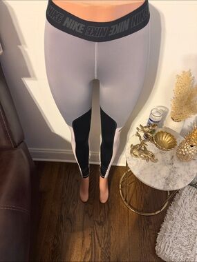 Nike Gray, Black & Pink Colorblock Workout Leggings